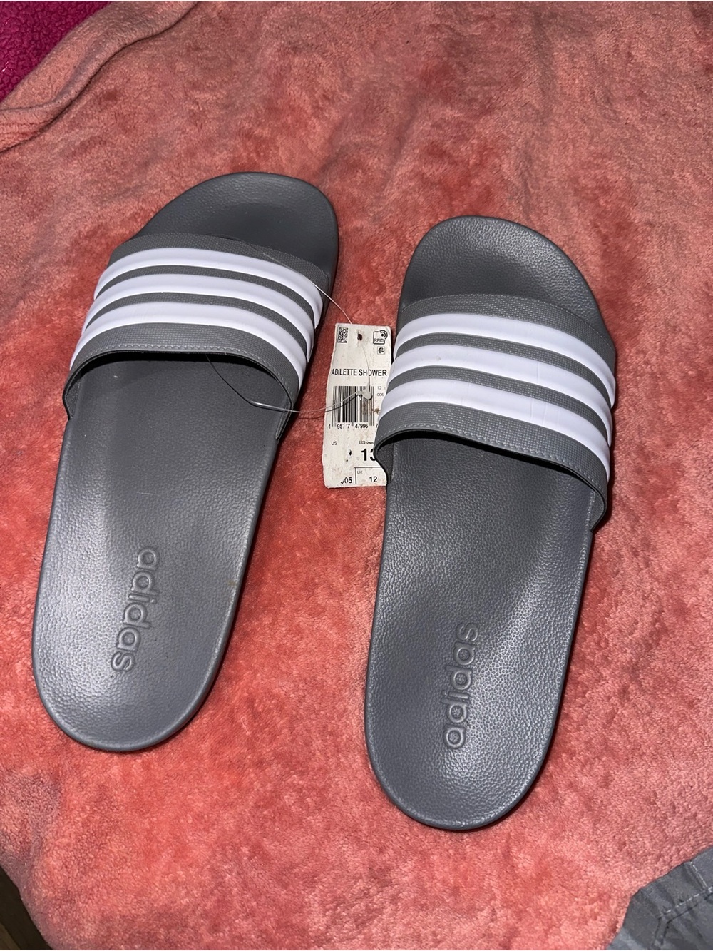 Adidas Women's Gray/White Adilette Slide Sandals